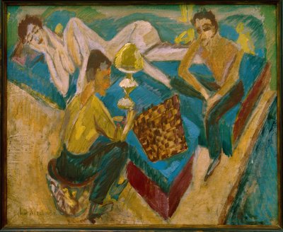 Erich Heckel and Otto Mueller Playing Chess II by Ernst Ludwig Kirchner
