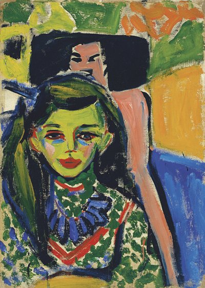 Fränzi in Front of Carved Chair by Ernst Ludwig Kirchner