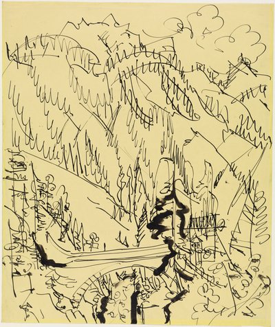 Mountain Landscape with Bridge by Ernst Ludwig Kirchner