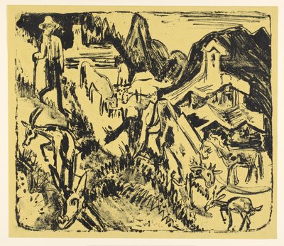 Goatherd with His Flock in the Mountains by Ernst Ludwig Kirchner