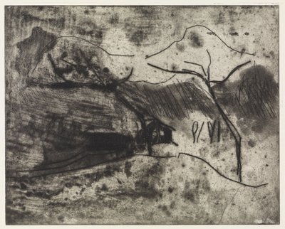 House under Trees in the Snow/Beach, Wind, Boats by Ernst Ludwig Kirchner