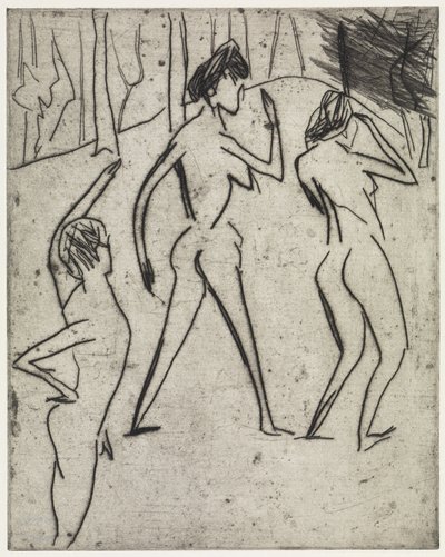 Bathers Entering the Forest / Hippodrome by Ernst Ludwig Kirchner