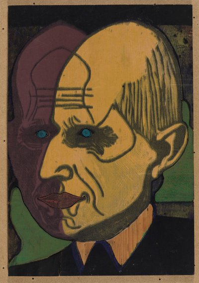 Head Dr. Bauer, Color Block II by Ernst Ludwig Kirchner