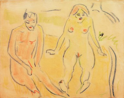 Man and Woman (Sitting on the Meadow) by Ernst Ludwig Kirchner