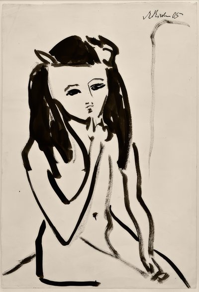 Untitled (Fränzi as Nude, Hand on Chin) by Ernst Ludwig Kirchner