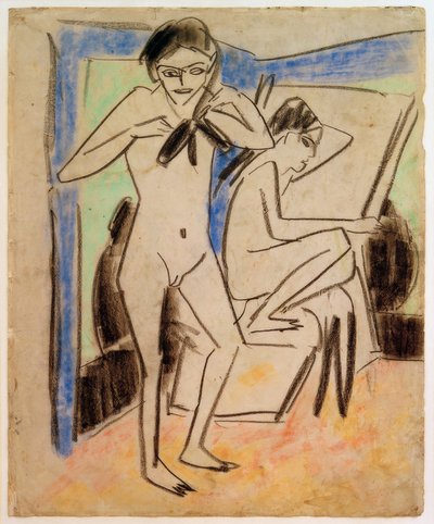 Untitled (Fränzi and Marcella in the Studio) by Ernst Ludwig Kirchner