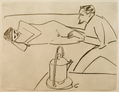 Untitled (Reclining Fränzi in Conversation with Erich Heckel) by Ernst Ludwig Kirchner