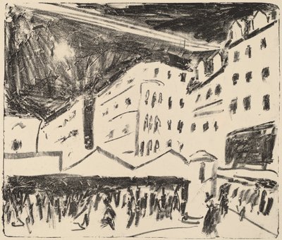 Old Market in Dresden with Annual Fair by Ernst Ludwig Kirchner