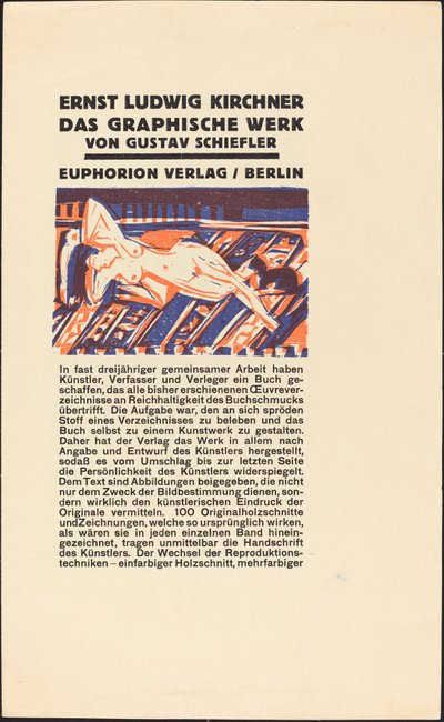 Reclining Nude with Cat (Illustration for Ernst Ludwig Kirchner: The Graphic Work) by Ernst Ludwig Kirchner