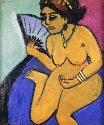Seated Nude with Fan by Ernst Ludwig Kirchner