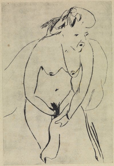 Bather Drying with Towel and Necklace by Ernst Ludwig Kirchner