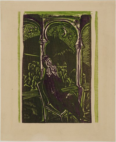 Dreaming Man - Botho Graef Sitting on His Balcony, Jena by Ernst Ludwig Kirchner
