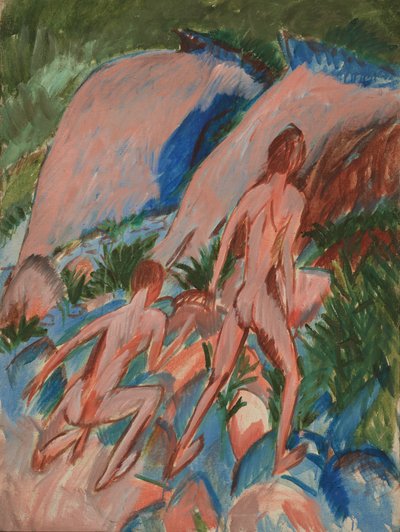 Two Nude Figures in a Landscape by Ernst Ludwig Kirchner