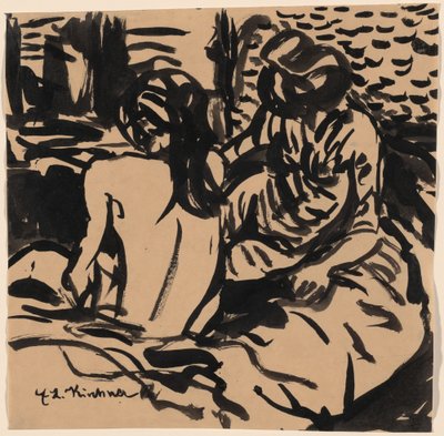 Two Nudes on a Bed (Isabella and a Younger Girl) by Ernst Ludwig Kirchner