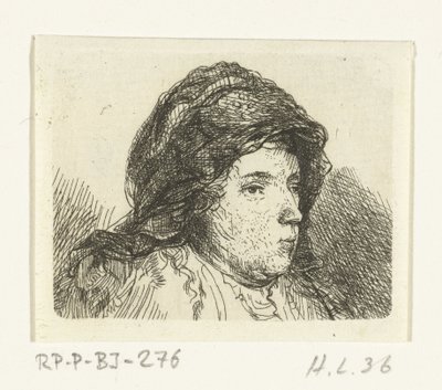 Portrait Bust of a Woman with Headscarf by Ernst Willem Jan Bagelaar