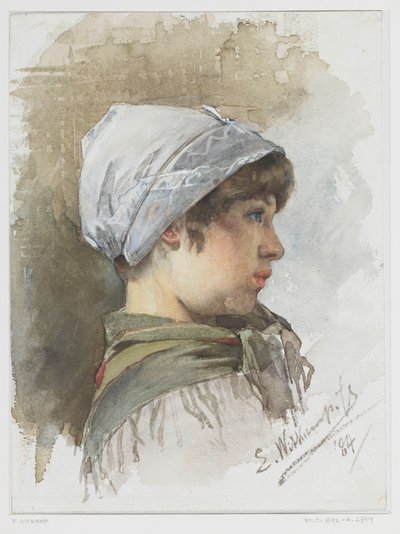 Study of the Head of a Young Girl, in Profile by Ernst Witkamp