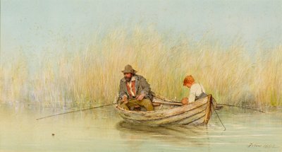 Study of a Man and a Boy Fishing from a Boat by Erskine Nicol