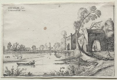 Landscape with a River and a Gatehouse by Esaias van de Velde