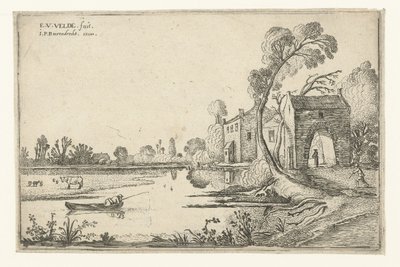Landscape with River and Gatehouse (series title: Lying Landscapes) by Esaias van de Velde