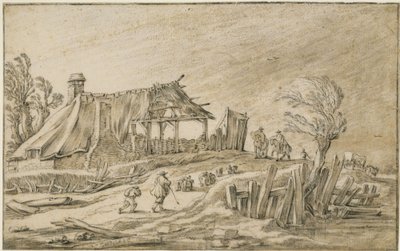 Country Road with Flock of Sheep and Riders in a Rainstorm by Esaias van de Velde