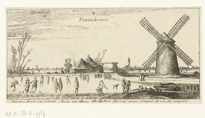 Skaters on the Ice near a Mill in the Vicinity of Penningsveer by Esaias van de Velde