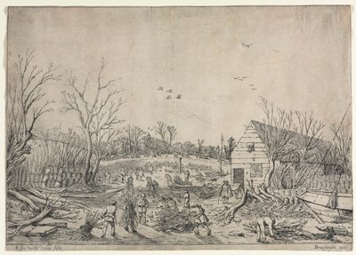 The Great Flood of January 10, 1624 (or Repairing the Broken Dike on the River Lek by Vianen, 1624) by Esaias van de Velde