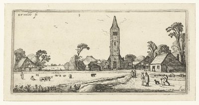 Walkers on a Road near Spaarnwoude (Landscapes series) by Esaias van de Velde