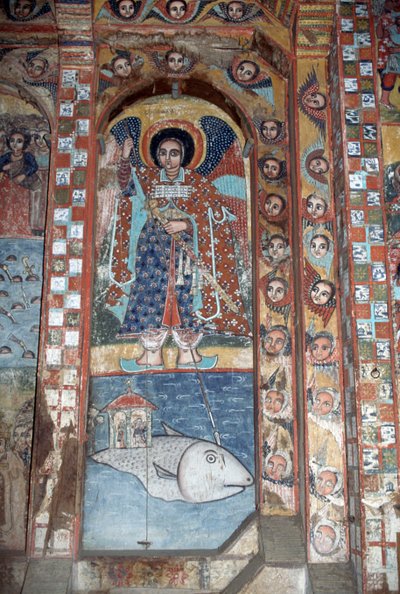 Angel, Fresco in Church of Narga Selassie, Dek Island, Lake Tana, Ethiopia by Ethiopian School