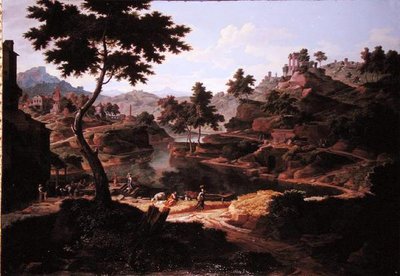 Classical Landscape with Figures and Ruins by Etienne Allegrain