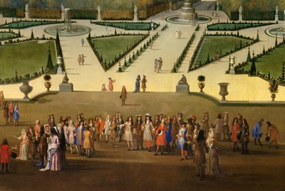 Promenade of Louis XIV in View of the Northern Parterre in the Gardens of Versailles (detail) by Etienne Allegrain