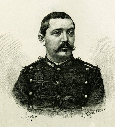 Portrait of Captain Pietri, of the naval artillery, during the expedition to Africa (engraving by E. Ronjat, from a photograph, to illustrate the story 