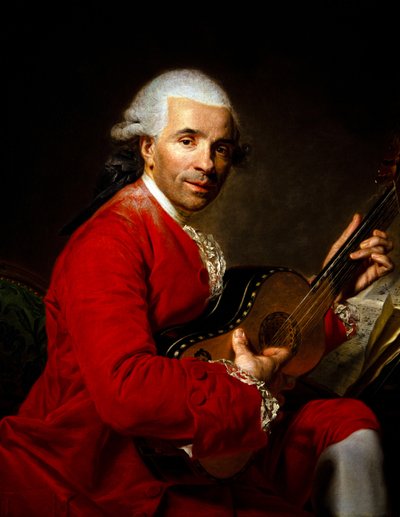 Portrait of a Man with a Guitar by Etienne Aubry