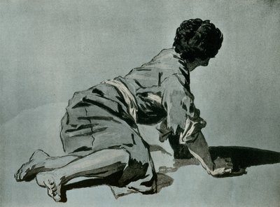 Study of a Squatting Boy on the Ground by Etienne Aubry