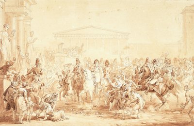 The Arrival of the Emperor Napoleon I with Empress Marie-Louise at the Hotel de Ville, Paris by Etienne Barthelemy Garnier