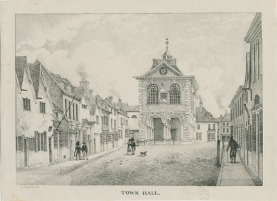 Tamworth - The Town Hall: lithograph by Etienne Bruno Hamel