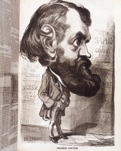 Caricature of composer Charles Gounod (1818-1893) by Etienne Carjat, in the 19th century. by Etienne Carjat