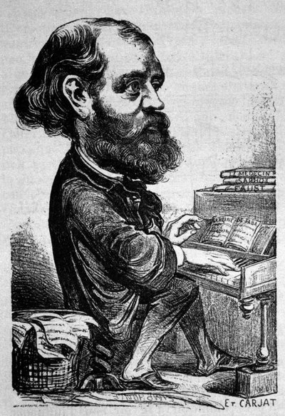 Charles Gounod, French composer, Caricature by Etienne Carjat. by Etienne Carjat