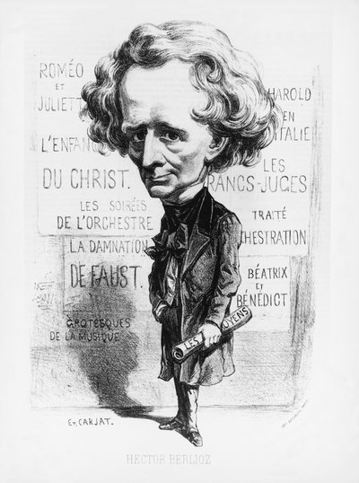 Caricature of composer Hector Berlioz (1803 - 1869) by Etienne Carjat