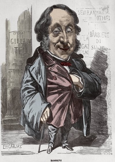Portrait of Gioachino Rossini (1792-1868), Caricature by Etienne Carjat - digital colorisation by Etienne Carjat