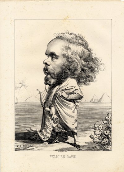 Flying leaf - Illustration by Etienne Carjat: Egypt, Lyre, Pyramids - David Felicien (1810-1876) by Etienne Carjat