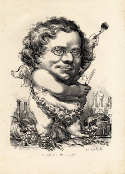 Flying leaf - Illustration by Etienne Carjat (1826-1906): Obesity, Foie gras - Monselet Charles (1825-1888) by Etienne Carjat