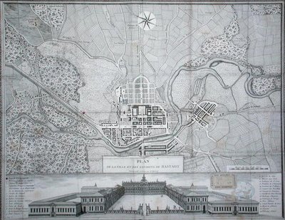 Map of the town of Rastadt, its surroundings and the Schloss by Etienne Claude Voysard