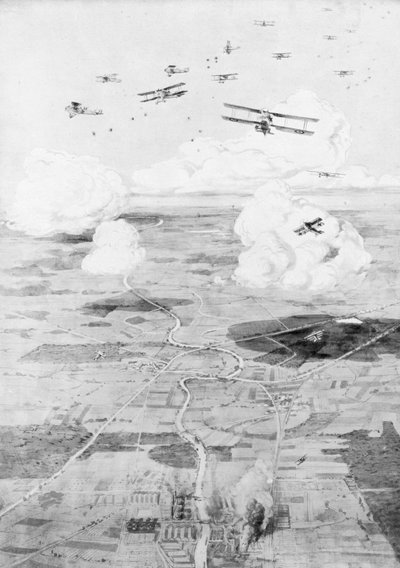 French Squadron on the Objective, Factories at the Edge of a River by Etienne Cournault