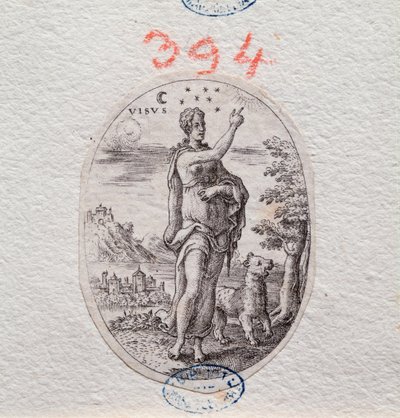 Allegory of Sight, a Woman Shows the Sky (engraving) by Etienne Delaune