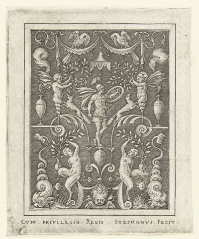 Mars (Flat Decorations with Divine Figures in a Grotesque Frame) (Later Version) by Etienne Delaune