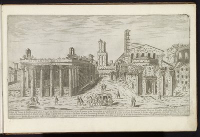 Ruins of the Temple of Antoninus and Faustina and the Temple of Romulus at the Roman Forum by Etienne Duperac