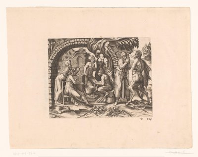 Fable of the Satyr and the Farmer Blowing in His Soup and Hands by Etienne Dupérac (attributed to)