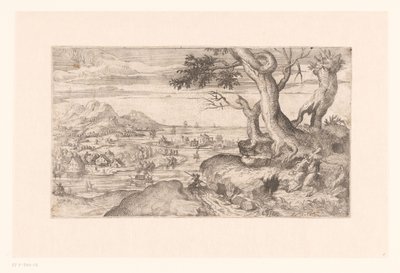 Landscape with Female Satyr Nursing a Satyr Child by Etienne Dupérac (attributed to)