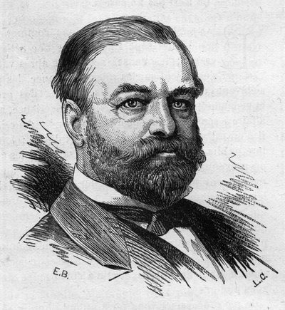 Portrait of Adolphe Cochery (1819-1900), French Politician. Engraving by Bocour in 