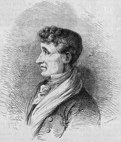 Portrait of Joseph Joubert (1754-1824), French writer. Engraving by Bocour in 